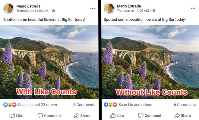 Facebook bắt đầu ẩn số lượt like bài viết