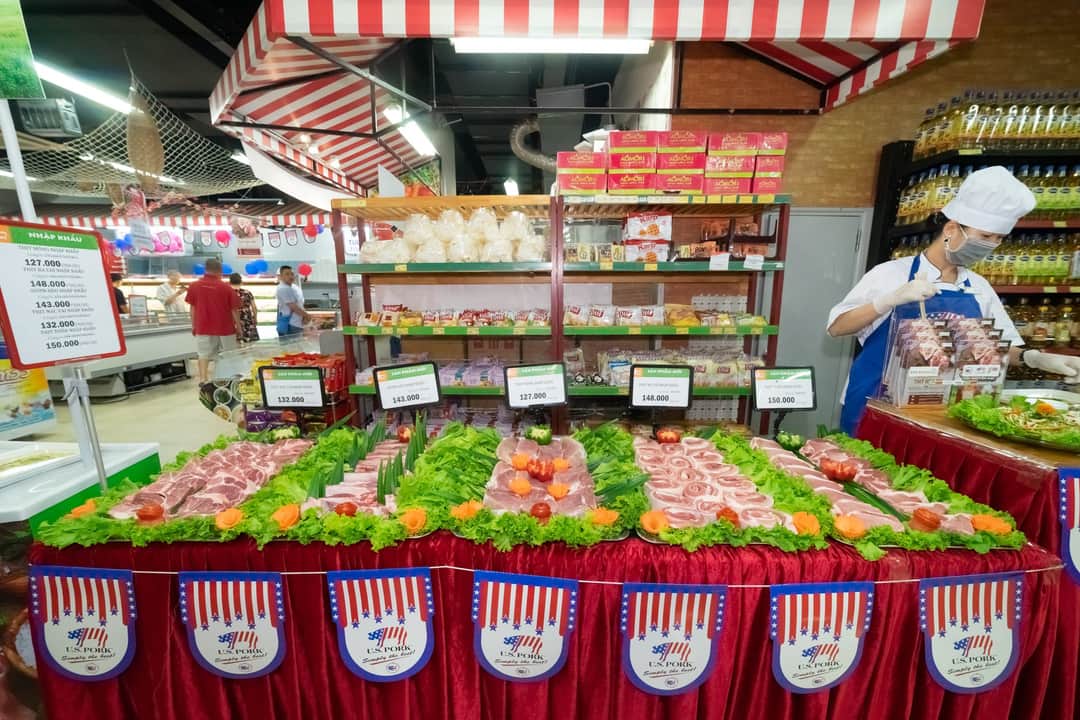 Các sản phẩm thịt heo Mỹ với mức giá ưu đãi tại ‘Tuần lễ thịt heo Mỹ’ trên các siêu thị cửa hàng của BRGMart